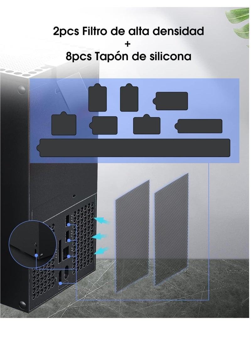 Excefore Dust Filter Cover for Xbox Series X, Xbox Series X Accessories, 21PCS Xbox Accessories with 1 Top Dust Filter Cover, 2 Holders, 2 Back Dust Filter Covers, 8 Silicone Plugs and 8 Thumb Grip Caps  - Image 5