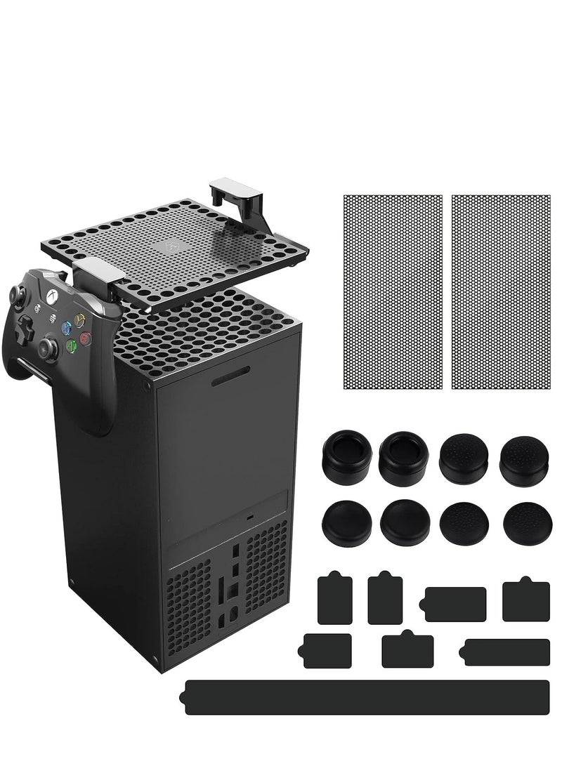 Excefore Dust Filter Cover for Xbox Series X, Xbox Series X Accessories, 21PCS Xbox Accessories with 1 Top Dust Filter Cover, 2 Holders, 2 Back Dust Filter Covers, 8 Silicone Plugs and 8 Thumb Grip Caps  - Image 1