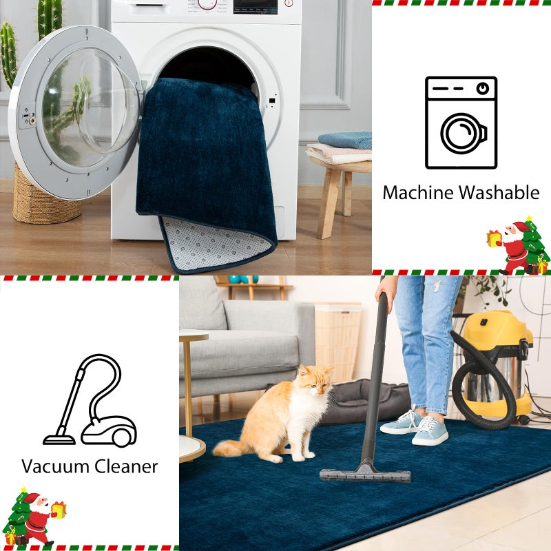 Przemy Washable Area Rug for Living Room Bedroom, 5x7 Feet Navy Blue Memory Foam Rug, Super Soft Modern Indoor Carpet for Kids Room Boys Girls Dorm Bedside Nursery Decor Mat - Image 5