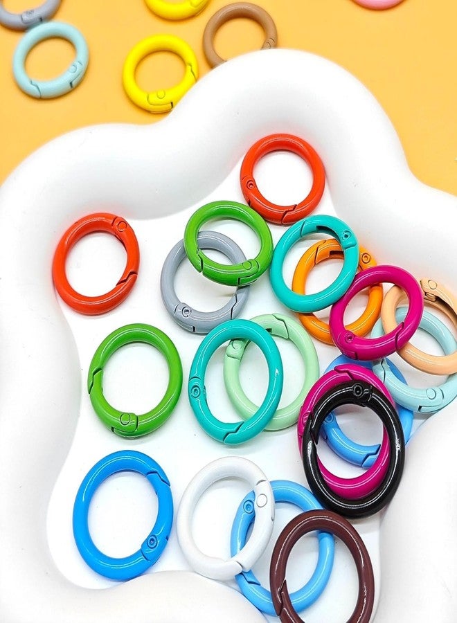 BetterJonny 30Pcs Metal Spring O Rings Round Carabiner Keyring, BetterJonny Colored 25mm Spring Keyrings Buckle Snap Clip Trigger for Keychain Bags Purse Craft DIY Accessories(Mixed Color) - Image 4