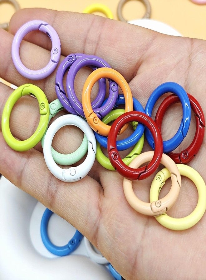 BetterJonny 30Pcs Metal Spring O Rings Round Carabiner Keyring, BetterJonny Colored 25mm Spring Keyrings Buckle Snap Clip Trigger for Keychain Bags Purse Craft DIY Accessories(Mixed Color) - Image 2