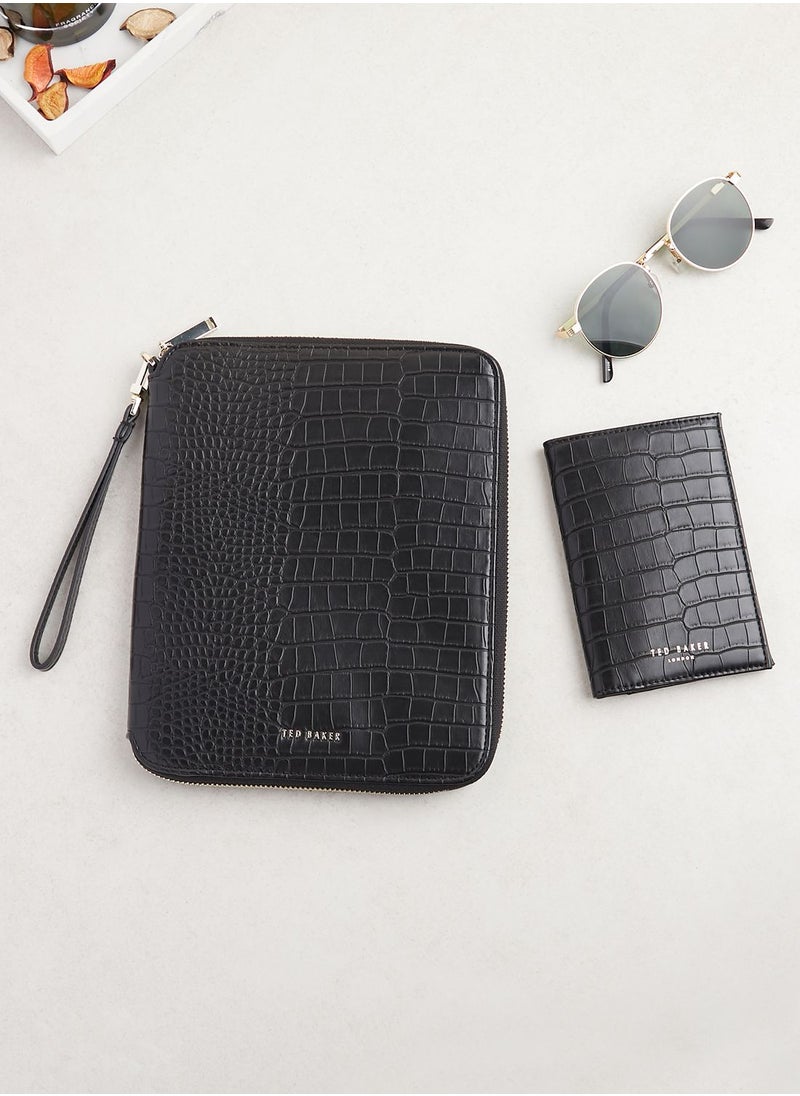 Ted Baker - Meyti Imitation Croc A5 Travel Wallet - Image 1