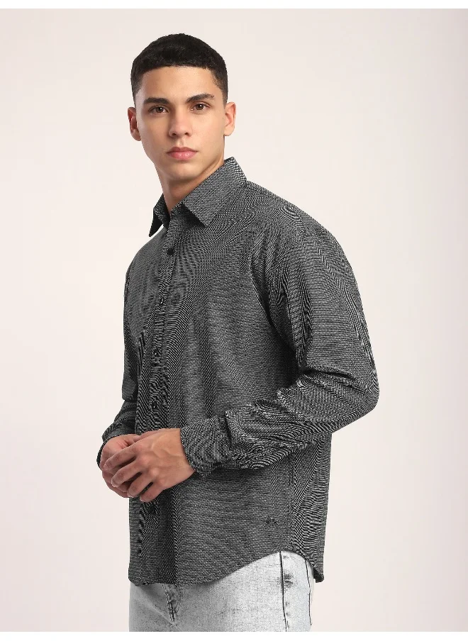 بيونغ Black Structured Full Sleeve Shirt