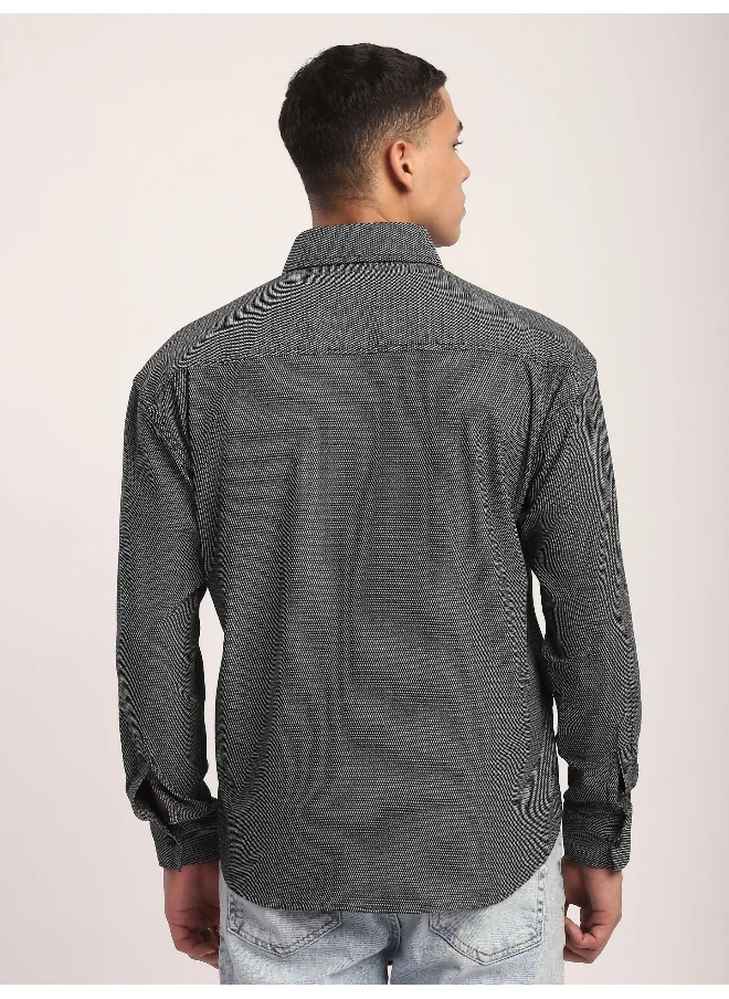 بيونغ Black Structured Full Sleeve Shirt