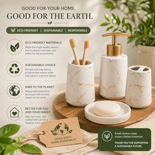 Whizzo® Premium Ceramic Bathroom Accessories Set Ceramic - 4 Pieces Bathroom Accessories Set Soap Dispenser, Toothbrush Holder, Tumbler, Soap Dish, The Best Gifting Choice (White, WZ-BS-797-White) - Image 5