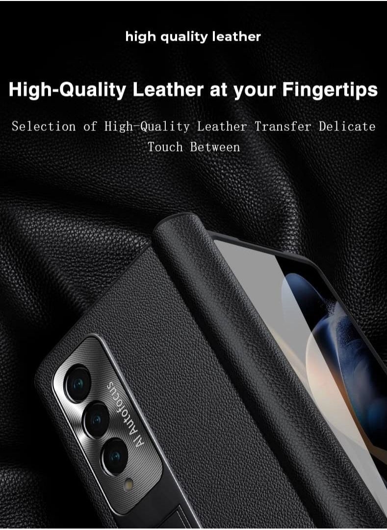 Galaxy Fold 4 Case with Magnetic Hinges Protection Heavy Duty Shockproof Frame Case with Adjustable Kickstand Compatible with Samsung Galaxy Z Fold 4 5G 2022 - Black