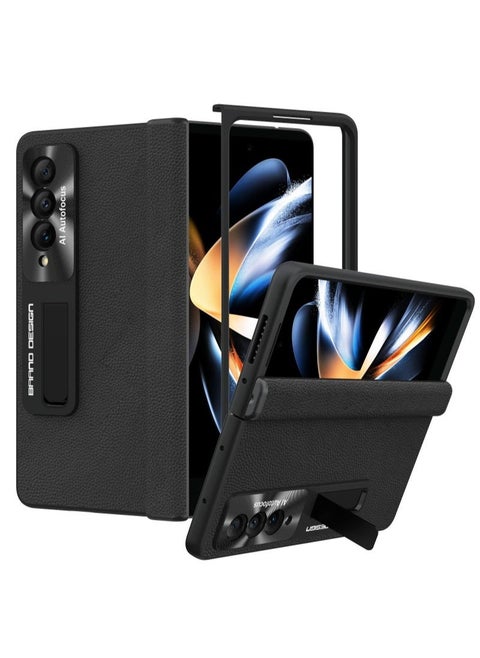 Galaxy Fold 4 Case with Magnetic Hinges Protection Heavy Duty Shockproof Frame Case with Adjustable Kickstand Compatible with Samsung Galaxy Z Fold 4 5G 2022 - Black