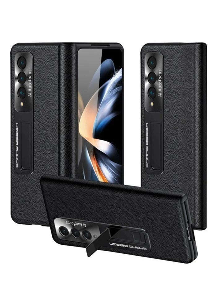 Galaxy Fold 4 Case with Magnetic Hinges Protection Heavy Duty Shockproof Frame Case with Adjustable Kickstand Compatible with Samsung Galaxy Z Fold 4 5G 2022 - Black