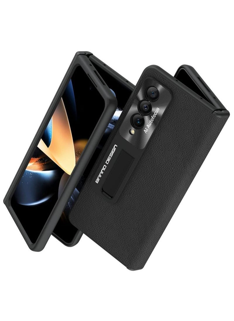 Galaxy Fold 4 Case with Magnetic Hinges Protection Heavy Duty Shockproof Frame Case with Adjustable Kickstand Compatible with Samsung Galaxy Z Fold 4 5G 2022 - Black