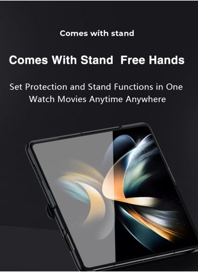 Galaxy Fold 4 Case with Magnetic Hinges Protection Heavy Duty Shockproof Frame Case with Adjustable Kickstand Compatible with Samsung Galaxy Z Fold 4 5G 2022 - Black