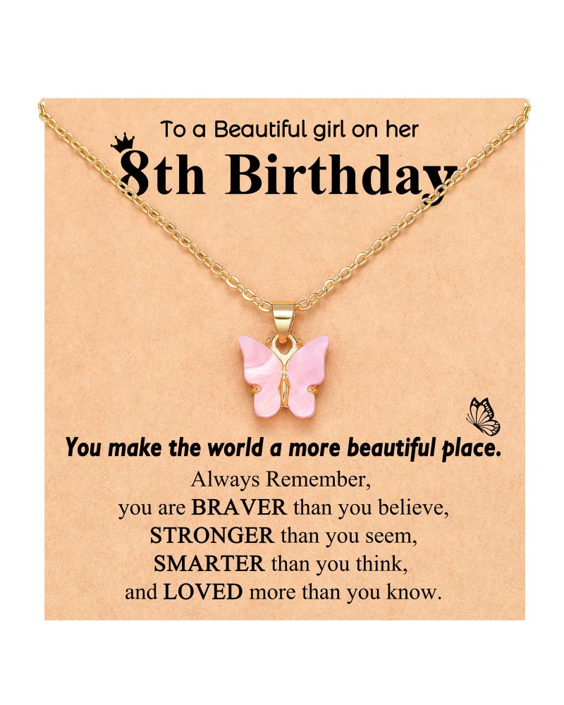 UNGENT THEM 8 Year Old Girl Birthday Gift, Gifts for 8 + Year Old Girls Necklace Jewelry Ages 8-10 Happy 8th Birthday Decorations Ideas Present - Image 1
