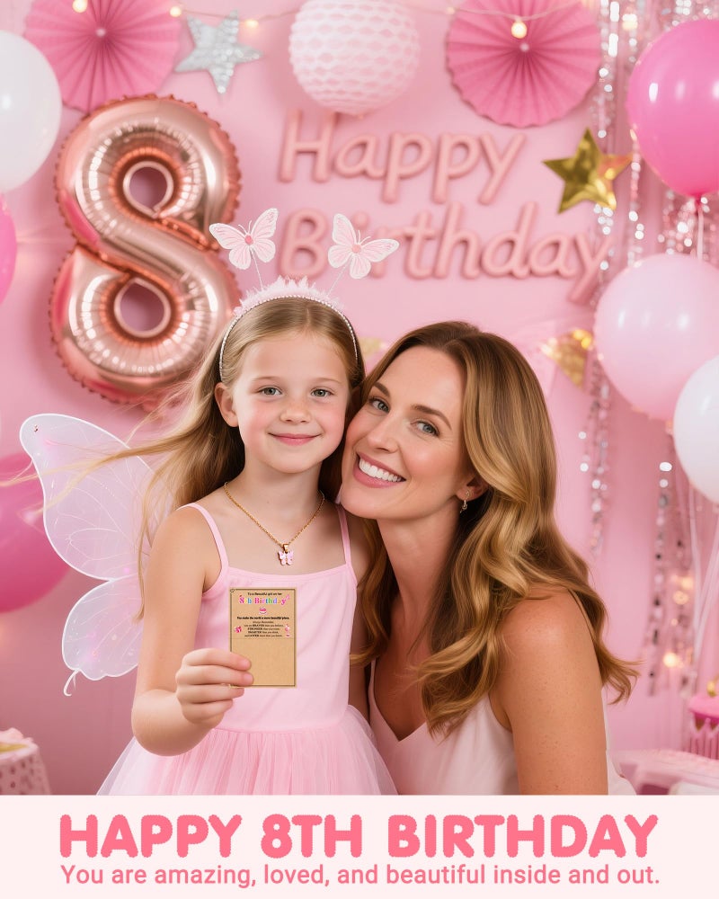 UNGENT THEM 8 Year Old Girl Birthday Gift, Gifts for 8 + Year Old Girls Necklace Jewelry Ages 8-10 Happy 8th Birthday Decorations Ideas Present - Image 5