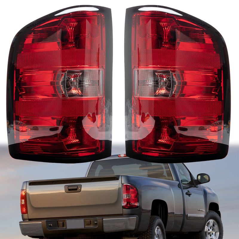 MiKaFex Tail Light Assembly Compatible With 20072013 Chevy Silverado 1500 2500HD 3500HD Driver and Passenger Side With Bulb Inside and wiring harness