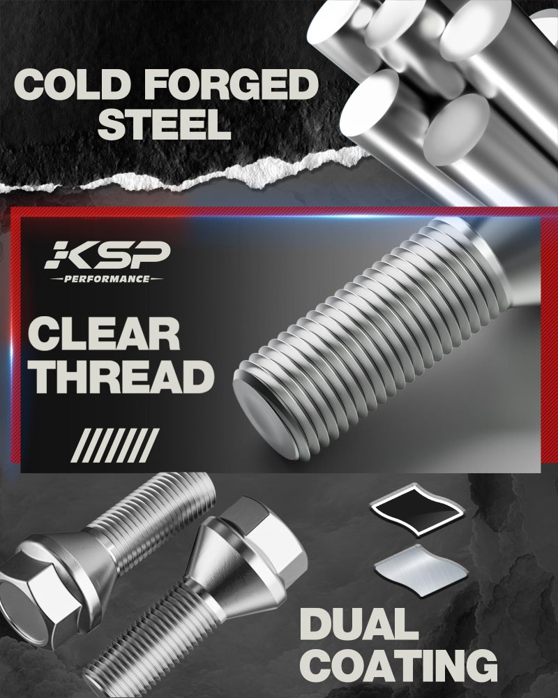 KSP PERFORMANCE KSP M12x1.25 Wheel Lug Bolts, 20PCS Extended OEM/Stock Wheel Studs for 2015-2022 Renegade, 2017-2022 Compass, 2014-2023 Cherokee, 17mm Hex 28mm Shank ET Studs for Dart - Image 4