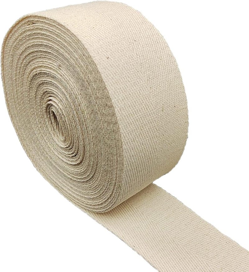 FUNORNAM 2Inch Wide Herringbone Cotton Rug Seam Ribbon Webbing Carpet Binding Trim Twill Tape for DIY Craft Sewing, Handle Cloth Bag, Handbag Tote-Purse 10Yards (Natural) - Image 1