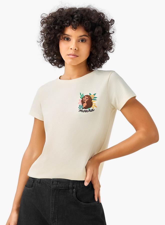 SP Characters Cotton T-shirt with Moana Embroidery - Image 1
