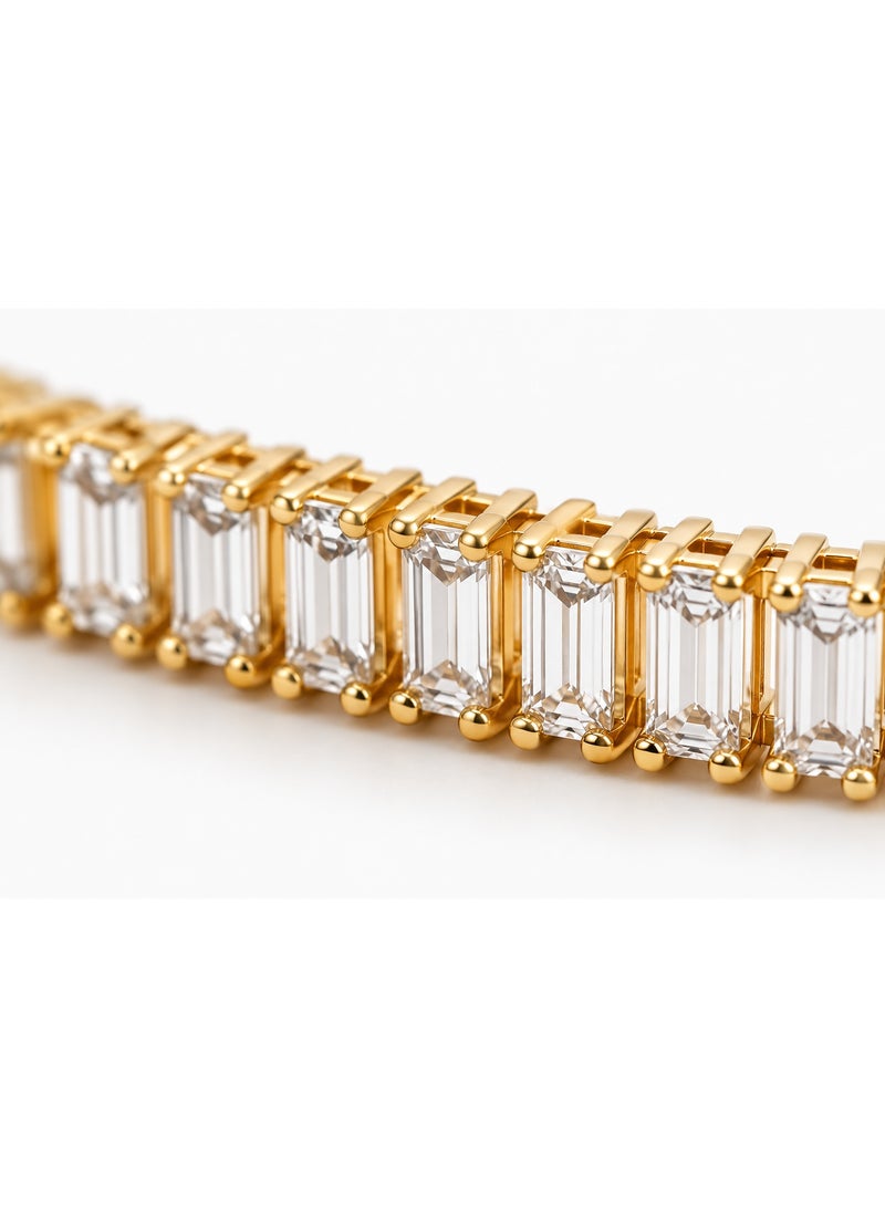 3Diamonds Gold Plated Baguette Zircon Tennis Bracelet for Women - Image 3