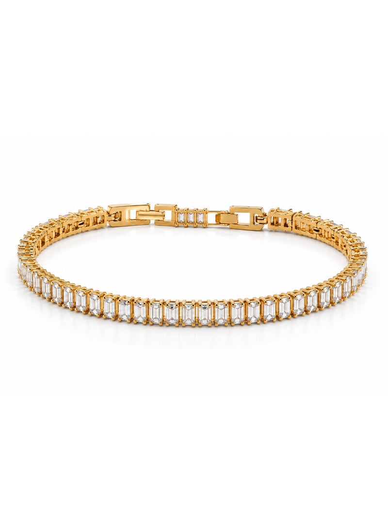 3Diamonds Gold Plated Baguette Zircon Tennis Bracelet for Women - Image 1