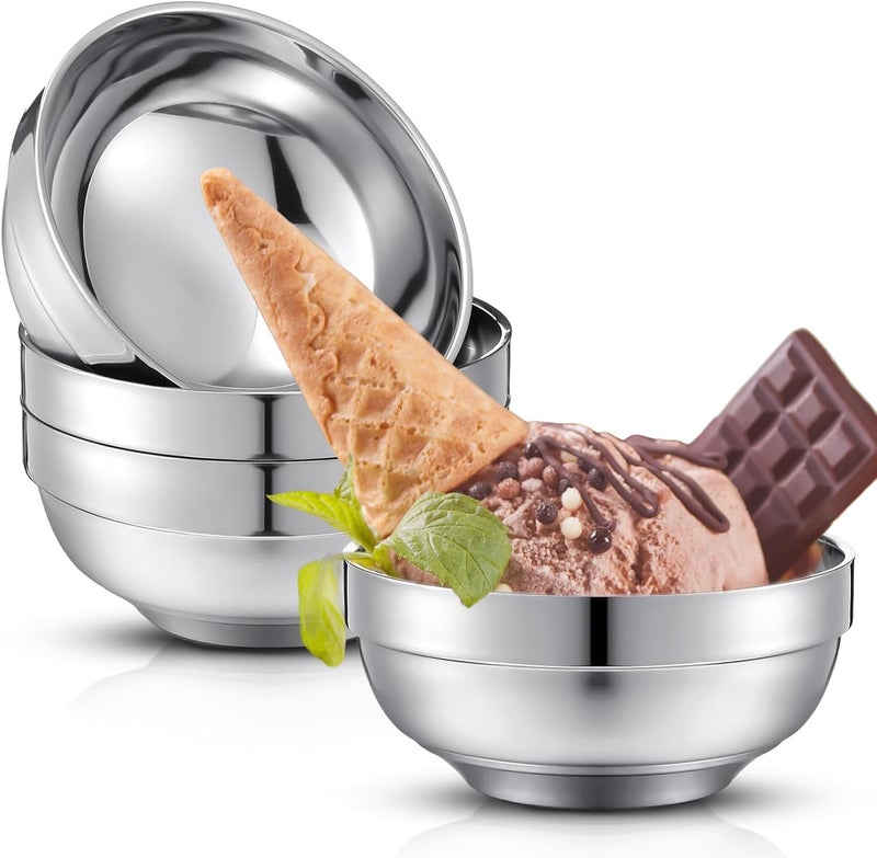 Funnymoom 4 Pack 34 oz Stainless Steel Bowls Double Walled Insulated Soup Ice Cream Metal Mixing Nesting Bowls for Serving Soup Rice Cereal - Image 1