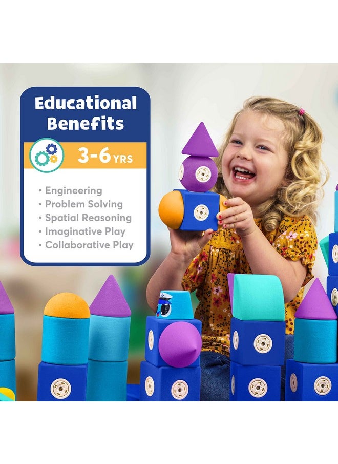 blockaroo Blockaroo Magnetic Foam Blocks - STEM Preschool Toys for Children, Toddlers, Boys and Girls, The Ultimate Bath Toy - 50 Piece Set, Bath Building Blocks, Engineering Toys for Kids 3-6  - Image 2