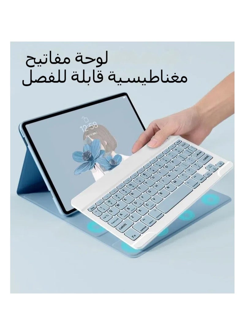 Arabic and English keyboard cover compatible with Honor Pad 9 12.1-inch, multi-view stand, Bluetooth detachable keyboard cover with mouse - Image 2