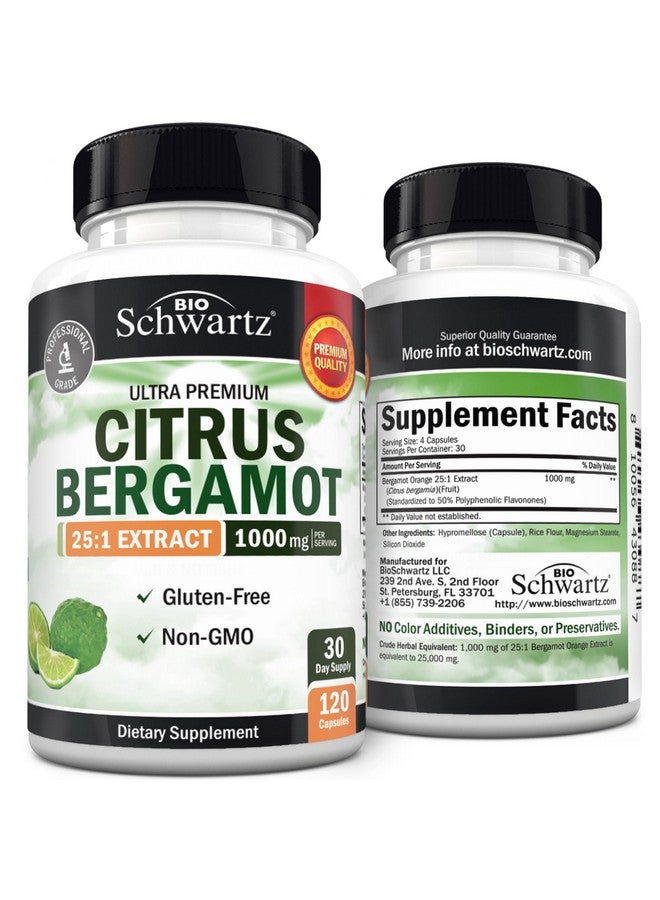 BioSchwartz Citrus Bergamot 1000mg - Citrus Bergamot Supplement for Cholesterol and Heart Health - Ultra Concentrated from Fresh Fruit for Enhanced Absorption - Vegan, Non-GMO, Gluten-Free - 120 Mini Capsules - Image 1