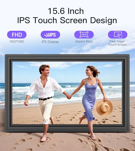 WONNIE 64GB Uhale 15.6" Digital Picture Frame, Large WiFi Electronic Photo Frames 1920 x 1080 IPS FHD Touch Screen, Share Photos and Videos Anywhere, Support SD/USB, Best Gifts for Parents and Grandparents - Image 4