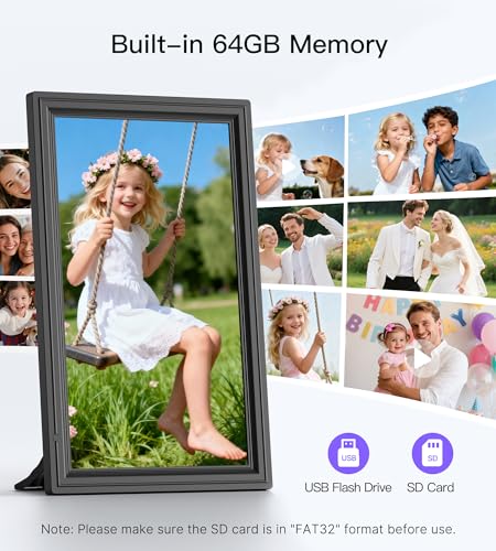 WONNIE 64GB Uhale 15.6" Digital Picture Frame, Large WiFi Electronic Photo Frames 1920 x 1080 IPS FHD Touch Screen, Share Photos and Videos Anywhere, Support SD/USB, Best Gifts for Parents and Grandparents - Image 3