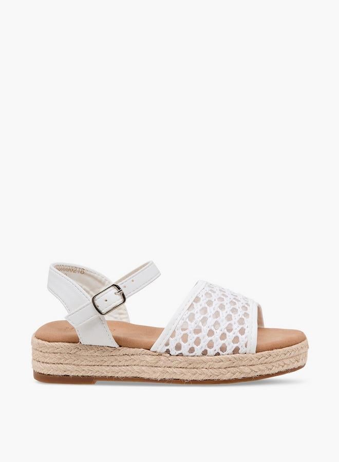 Peppermint Girls Mesh Detail Espadrille Buckle Closure Sandals - Image 1