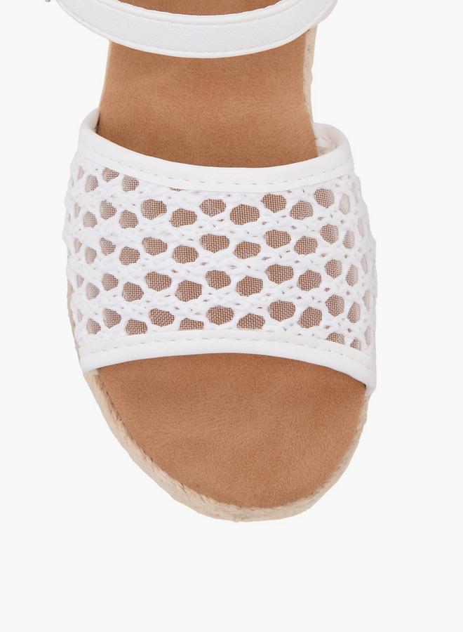 Peppermint Girls Mesh Detail Espadrille Buckle Closure Sandals - Image 3