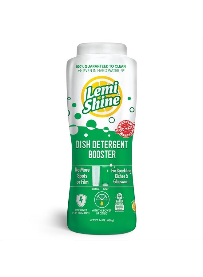 Lemi Shine Dish Detergent Booster, Hard Water Stain Remover, Multi-Use Citric Acid Cleaner (24 oz Container, 1 Bottle) - Image 1