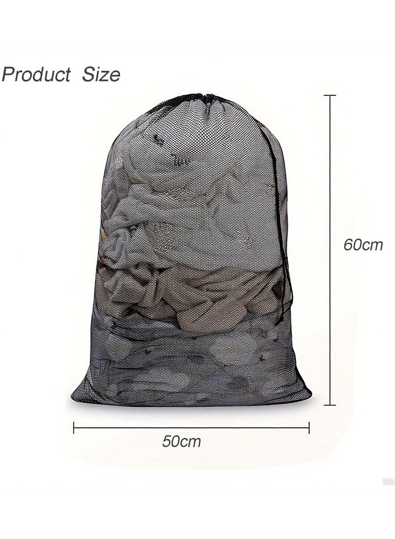 4-Piece Heavy Duty Drawstring Laundry Bags Set - Large Mesh Storage Pouches for Dirty Clothes, Toys, Bedding  Seasonal Organizing - Image 3