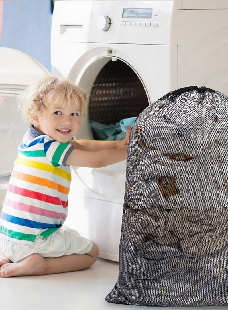 4-Piece Heavy Duty Drawstring Laundry Bags Set - Large Mesh Storage Pouches for Dirty Clothes, Toys, Bedding  Seasonal Organizing - Image 4