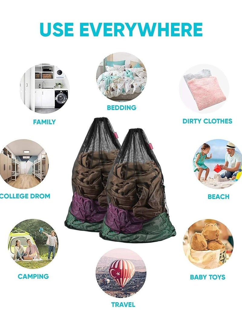 4-Piece Heavy Duty Drawstring Laundry Bags Set - Large Mesh Storage Pouches for Dirty Clothes, Toys, Bedding  Seasonal Organizing - Image 5