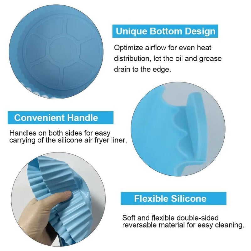 PIARA PIARA 6 Pcs Round Reusable NonStick air Fryer Accessories Silicone Coating Pot Basket for Microwave Oven Oil Sprayer Bottle and Oil Brush and Spatula Set Multicolor  - Image 3