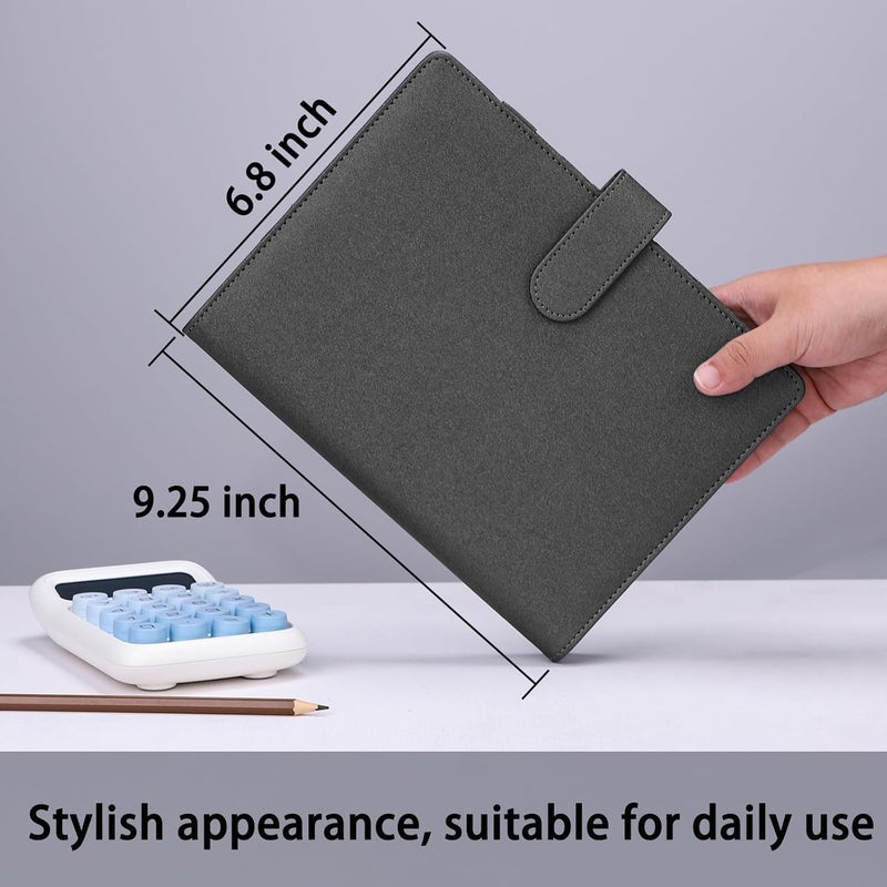 Antner A5 Binder 6 Ring Refillable Notebook Budget Planner Cover for Cash Organizer, PU Leather Loose Leaf Photocard Holder Aesthetic Binder with Magnetic Buckle for A5 Planner Inserts, Glitter Black - Image 5