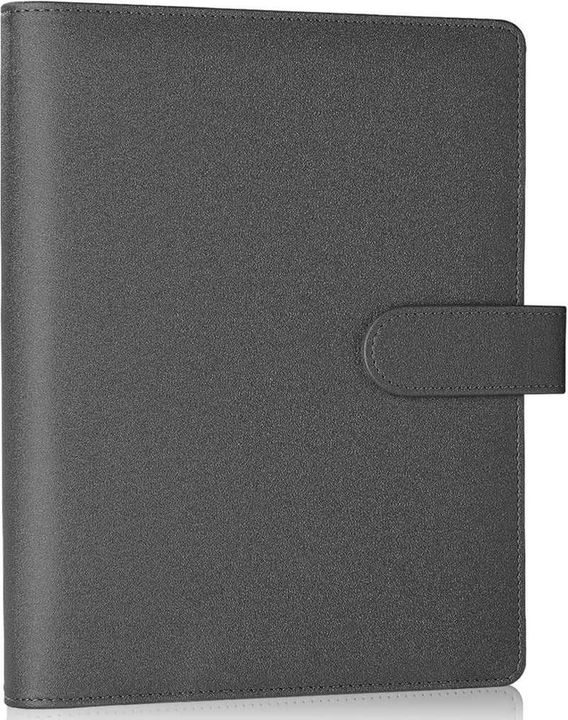 Antner A5 Binder 6 Ring Refillable Notebook Budget Planner Cover for Cash Organizer, PU Leather Loose Leaf Photocard Holder Aesthetic Binder with Magnetic Buckle for A5 Planner Inserts, Glitter Black - Image 1