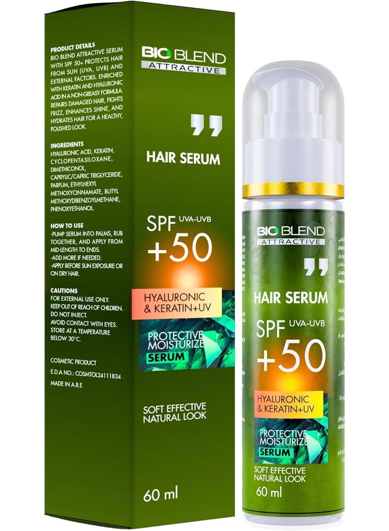 Bio Blend - Hair Serum with SPF50+ – Keratin & Hyaluronic Acid, Sun Protection (UVA/UVB), Repairs Damage, Reduces Frizz, Hydrates & Boosts Shine - Image 1