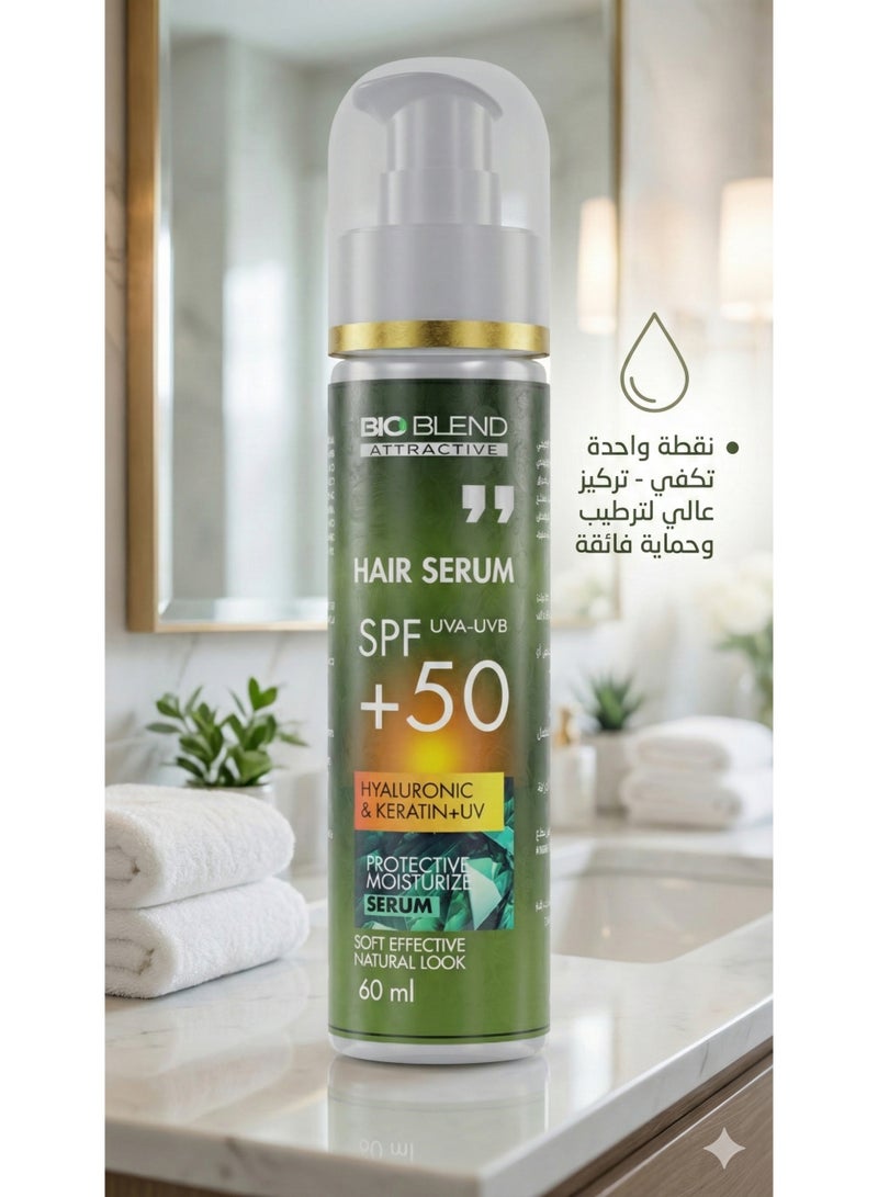 Bio Blend - Hair Serum with SPF50+ – Keratin & Hyaluronic Acid, Sun Protection (UVA/UVB), Repairs Damage, Reduces Frizz, Hydrates & Boosts Shine - Image 4