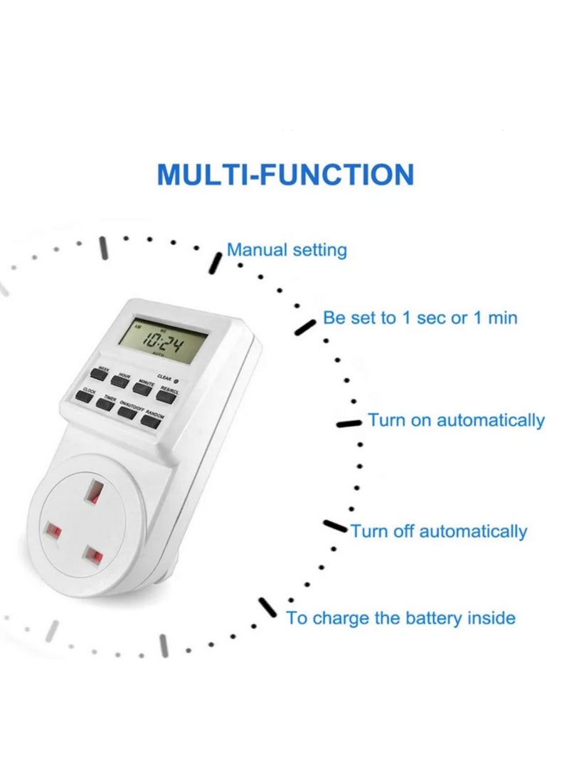 UK Plug Digital Weekly Programmable Electrical Wall Plug-in Power Socket Timer Switch Outlet Time Clock 230V 110V AC  - Image 2