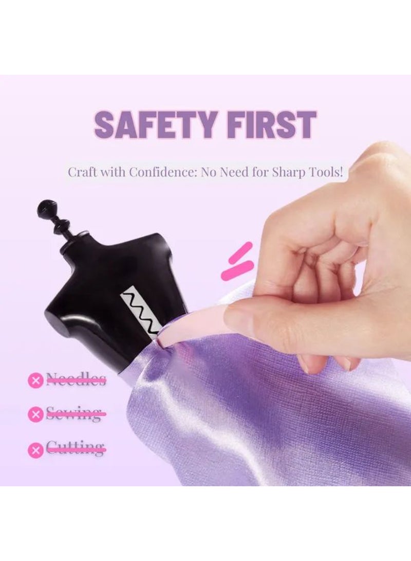 MiDeer مجموعة تصميم المنزل لصنع الفساتين بنفسك - مجموعة نشاط تصميم أزياء بدون خياطة للفتيات من عمر 5 سنوات فما فوق، تشمل القماش، الملصقات، الخرز والمزيد | لعبة الفنون والحرف الإبداعية للأطفال - Image 2