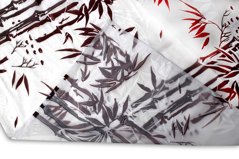Fabfurn Fabfurn Bamboo Design PVC Shower Curtain Set of 1 with 8 Plastic Hooks (Brown) - Image 4