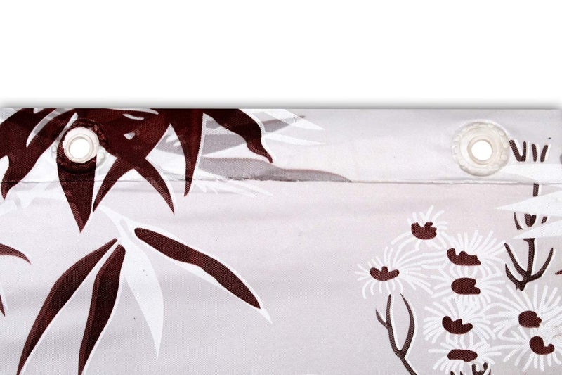 Fabfurn Fabfurn Bamboo Design PVC Shower Curtain Set of 1 with 8 Plastic Hooks (Brown) - Image 2