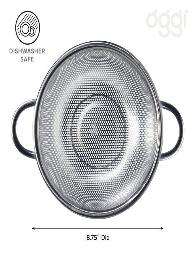 OGGI 2-Quart Perforated Stainless Colander - Precision Perforated, Fast Draining Colander, Generous Sized, Corrosion Resistant - Great for Pasta, Rice, Beans, Fruits, Vegetables, Salads and more - Image 4
