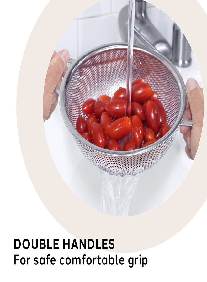 OGGI 2-Quart Perforated Stainless Colander - Precision Perforated, Fast Draining Colander, Generous Sized, Corrosion Resistant - Great for Pasta, Rice, Beans, Fruits, Vegetables, Salads and more - Image 3