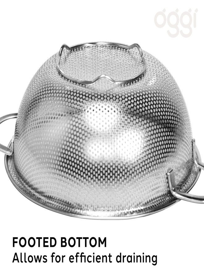 OGGI 2-Quart Perforated Stainless Colander - Precision Perforated, Fast Draining Colander, Generous Sized, Corrosion Resistant - Great for Pasta, Rice, Beans, Fruits, Vegetables, Salads and more - Image 5