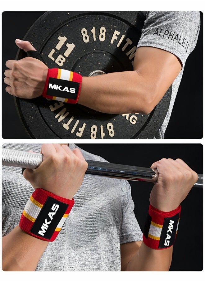 GROIC - Weightlifting Wrist Wraps Professional Grade with Thumb Loops, Wristbands Wrist Support Braces for for Gym Workout, Cross-Training, Bodybuilding, Strength Training - Image 1