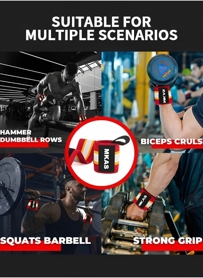GROIC - Weightlifting Wrist Wraps Professional Grade with Thumb Loops, Wristbands Wrist Support Braces for for Gym Workout, Cross-Training, Bodybuilding, Strength Training - Image 1
