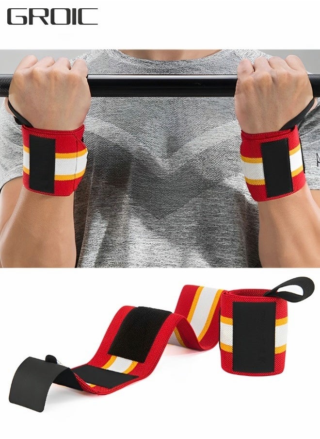 GROIC - Weightlifting Wrist Wraps Professional Grade with Thumb Loops, Wristbands Wrist Support Braces for for Gym Workout, Cross-Training, Bodybuilding, Strength Training - Image 1