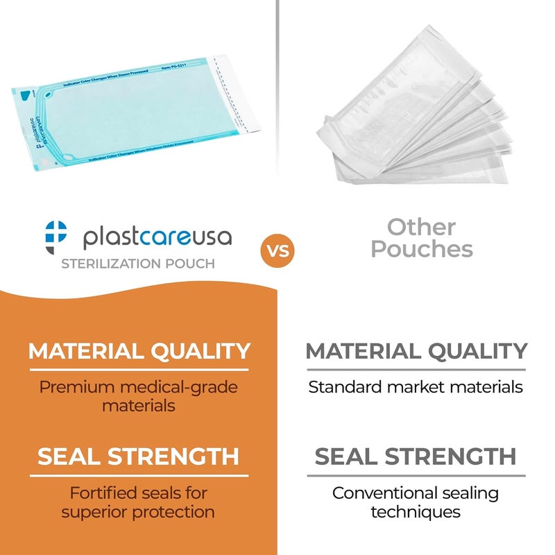 PlastCare USA Store 200 5.25 x 10 Self Sealing Sterilization Pouches - Autoclave Sterilizer Bags Pouch for Sterilizing Dental Medical Instruments and Cleaning Tools - Latex-Free, Color Changin Indicator by - Image 5